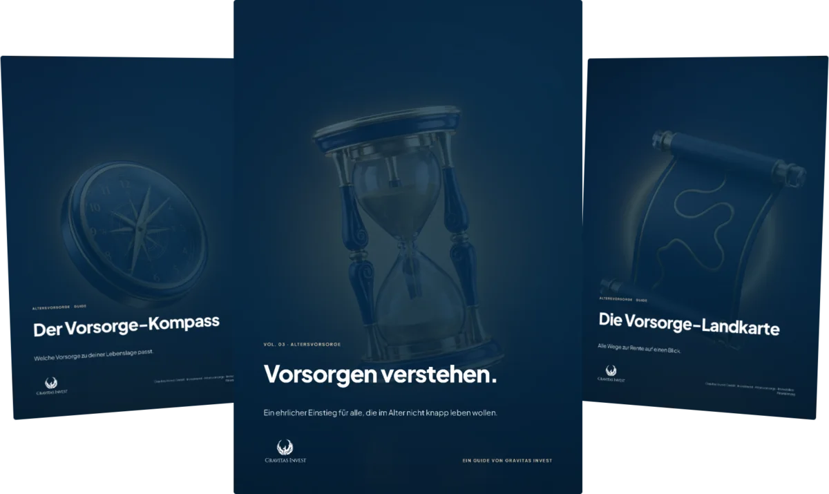 Gravitas Vorsorge-Paket: Hauptguide „Altersvorsorge verstehen“, Vorsorge-Kompass und Vorsorge-Landkarte